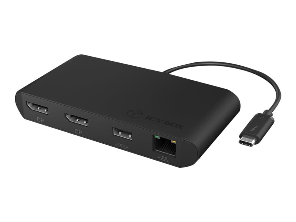 RaidSonic ICY BOX IB-DK406-TB3 - Dokkingstasjon - USB-C / Thunderbolt 3 - 2 x DP - GigE