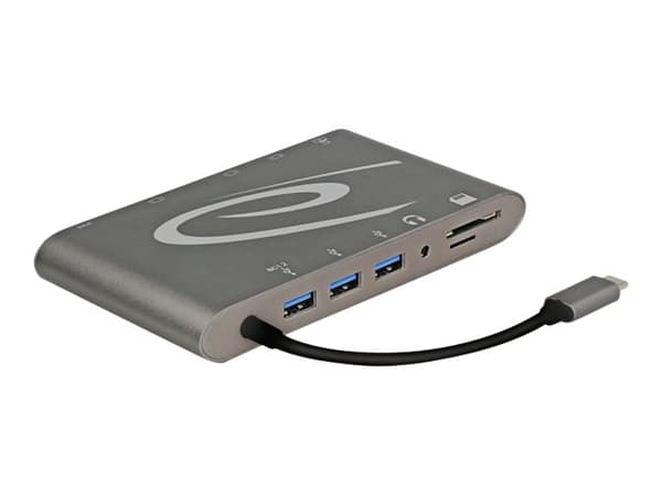 DeLOCK 87297, USB 3.2 Gen 2 (3.1 Gen 2) Type-C, Harmaa, MicroSD (TransFlash), SD, RJ-45, USB 3.2 Gen 2 (3.1 Gen 2) Type-A, USB 3.2 Gen 2 (3.1 Gen 2)
