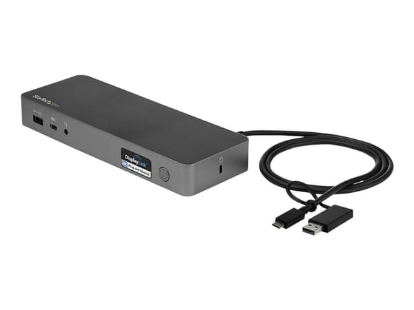 StarTech.com USB-C & USB-A Dock, Hybrid Universal Laptop Docking Station with Dual Monitor Display 4K 60Hz HDMI & DisplayPort, 60W Power Delivery, Gi