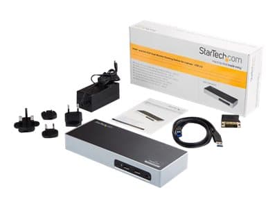 StarTech.com USB 3.0 Docking Station, Dual Monitor Laptop Docking Station with HDMI & DVI/VGA Video, 6-port USB 3.1 Gen 1 5Gbps Hub, GbE, Audio, Univ