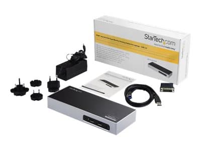 StarTech.com USB 3.0 Docking Station, Dual Monitor Laptop Docking Station with HDMI & DVI/VGA Video, 6-port USB 3.1 Gen 1 5Gbps Hub, GbE, Audio, Univ