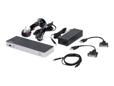 StarTech.com Dual Monitor USB C -telakointiasema 60W virransyötöllä Windows-kannettaville, USB C HDMI / DVI telakka, USB 3.1 Gen 1 Type C telakka lat