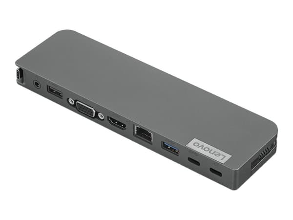 Lenovo USB-C Mini Dock - Minidock - USB-C - VGA, HDMI - GigE - 65 Watt - Sort