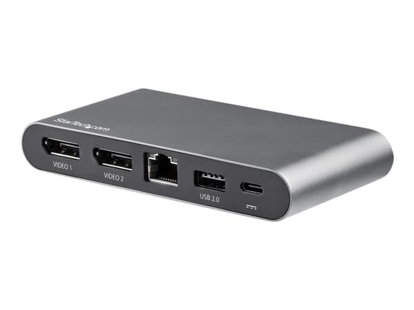 StarTech.com USB C Dock, 4K Dual Monitor DisplayPort, Mini Laptop Docking Station, 100W Power Delivery Passthrough, GbE, 2-Port USB-A Hub, USB Type-C