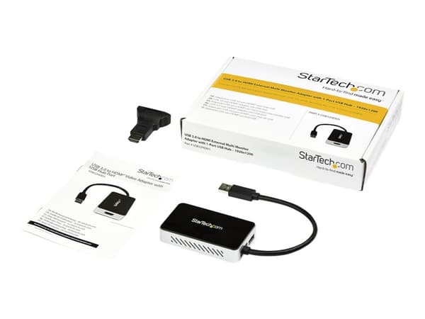 StarTech.com USB 3.0 to HDMI & DVI Adapter with 1x USB Port - External Video & Graphics Card Adapter - Dual Monitor Hub - Supports Windows (USB32HDEH