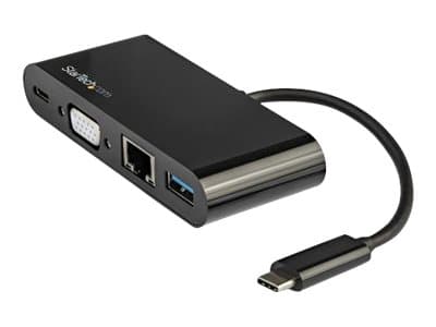 StarTech.com USB C moniporttisovitin, Mini USB-C telakka yhdellä näytöllä VGA 1080p videolla, 60W Power Delivery Passthrough, USB 3.1 Gen 1 Type-A 5G
