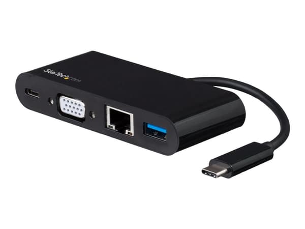 StarTech.com USB C moniporttisovitin, Mini USB-C telakka yhdellä näytöllä VGA 1080p videolla, 60W Power Delivery Passthrough, USB 3.1 Gen 1 Type-A 5G