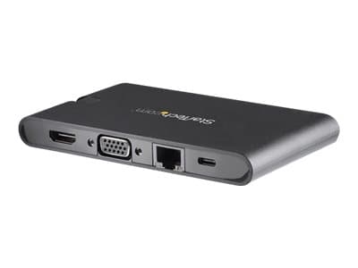 StarTech.com USB C Multiport Adapter, USB Type-C Mini Dock HDMI 4K tai 1080p VGA videolla, 100W PD Passthrough, 3x USB 3.0, Gigabit Ethernet, SD &