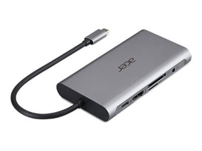 Acer 10-In-1 Type-C Dongle - Portreplikator - USB-C - HDMI - 1GbE - för Extensa 15; Predator Triton 300; Swift 3 Pro Series; TravelMate Spin B3