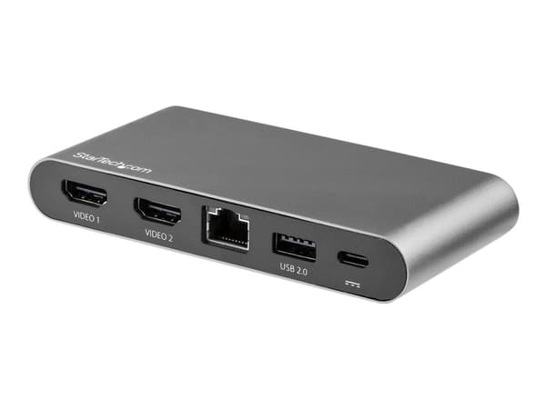 StarTech.com USB C Dock, 4K Dual Monitor HDMI-näyttö, Mini Laptop Docking Station, 100W Power Delivery Passthrough, GbE, 2-Port USB-A Hub, USB Type-C