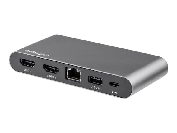 StarTech.com USB C Dock, 4K Dual Monitor HDMI-näyttö, Mini Laptop Docking Station, 100W Power Delivery Passthrough, GbE, 2-Port USB-A Hub, USB Type-C
