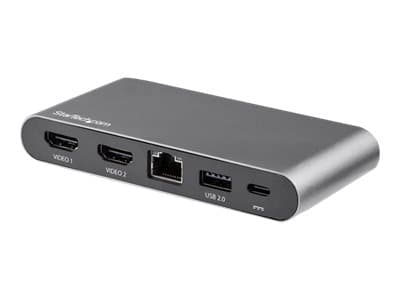 StarTech.com USB C Dock, 4K Dual Monitor HDMI-näyttö, Mini Laptop Docking Station, 100W Power Delivery Passthrough, GbE, 2-Port USB-A Hub, USB Type-C