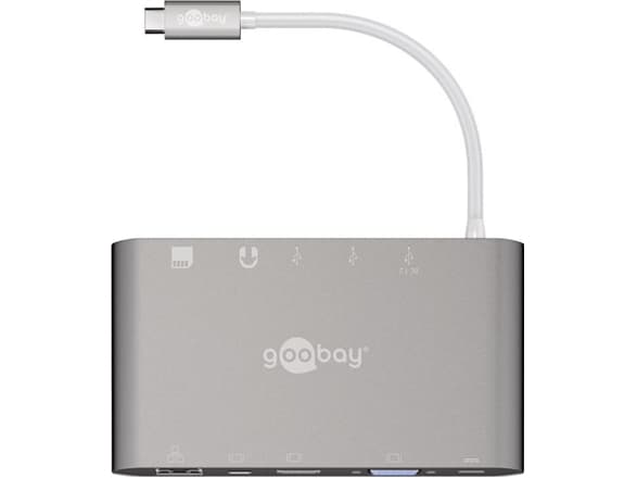 Goobay 62113, USB 3.2 Gen 1 (3.1 Gen 1) Type-C, DisplayPort,HDMI,RJ-45,USB 3.2 Gen 1 (3.1 Gen 1) Type-A,VGA, MicroSD (TransFlash),MicroSDHC,MicroSDXC