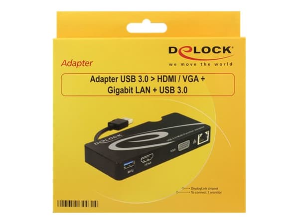 Delock - Dockingstasjon - USB - VGA, HDMI - 1GbE