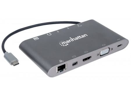 Manhattan 152808, USB 3.2 Gen 1 (3.1 Gen 1) Type-C, Sølv, MicroSD (TransFlash), MicroSDHC, SD, SDHC, Alumiini, HDCP 1.4 CE FCC RoHS2 WEEE, 3 A