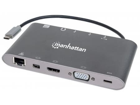 Manhattan 152808, USB 3.2 Gen 1 (3.1 Gen 1) Type-C, Sølv, MicroSD (TransFlash), MicroSDHC, SD, SDHC, Alumiini, HDCP 1.4 CE FCC RoHS2 WEEE, 3 A