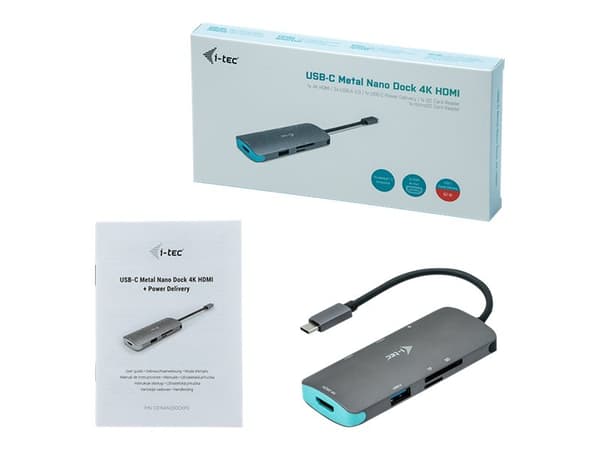 i-Tec USB-C Metal Nano Dock 4K HDMI + Power Delivery - Dockningsstation - USB-C 3.1 - HDMI