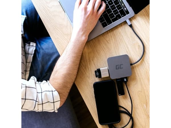 Green Cell HUB2 - Dockningsstation - USB-C - HDMI - 1GbE - 87 Watt