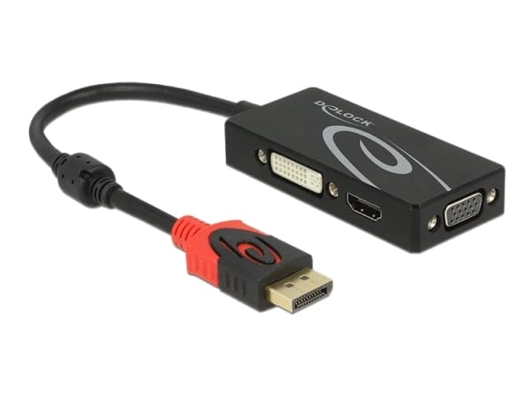 Delock - Videokonverter - DisplayPort - DVI, HDMI, VGA - svart - løsvekt