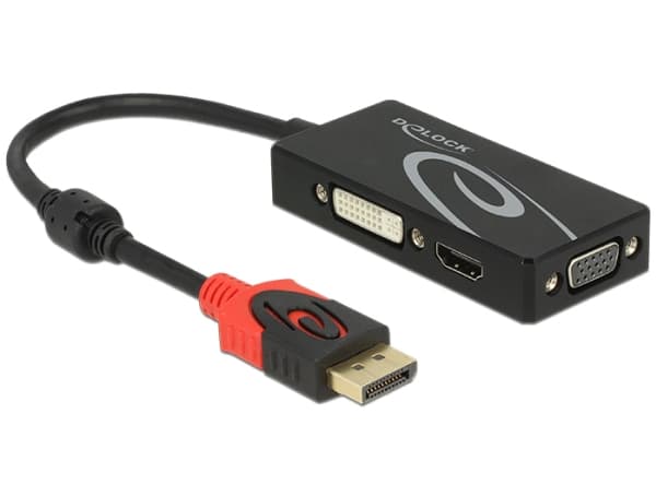 Delock - Videokonverter - DisplayPort - DVI, HDMI, VGA - svart - løsvekt