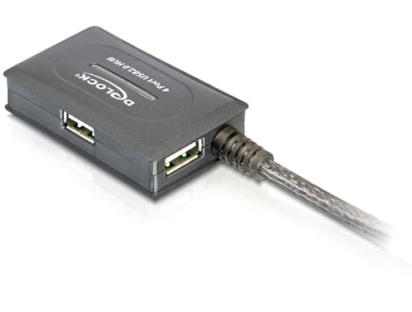Delock USB 2.0 Extension Cable 10 m active with 4 port Hub - Hubb - 4 x USB 2.0
