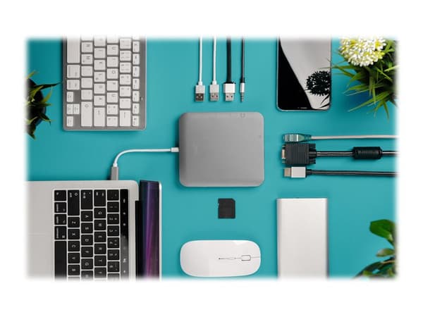 DIGITUS DA-70876 - Telakointiasema - USB-C - VGA, HDMI, Mini DP - GigE