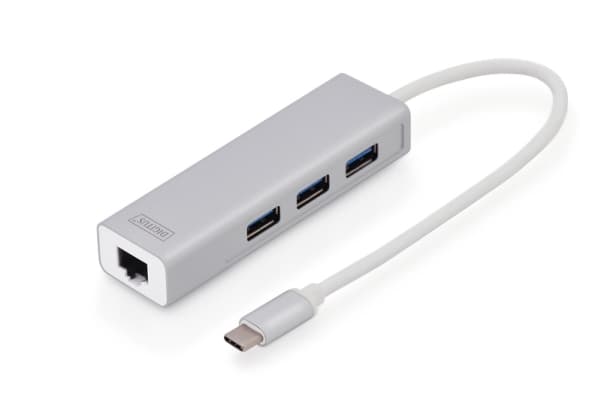 Digitus DA-70255, USB 3.2 Gen 1 (3.1 Gen 1) Type-C, IEEE 802.3, IEEE 802.3ab, IEEE 802.3u, Harmaa, Valkoinen, USB 3.2 Gen 1 (3.1 Gen 1) Type-A, Kiina