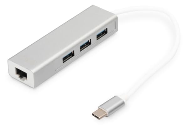 Digitus DA-70255, USB 3.2 Gen 1 (3.1 Gen 1) Type-C, IEEE 802.3, IEEE 802.3ab, IEEE 802.3u, Harmaa, Valkoinen, USB 3.2 Gen 1 (3.1 Gen 1) Type-A, Kiina
