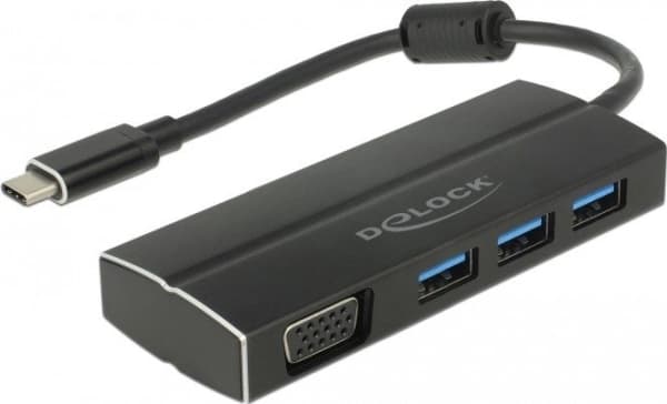 Delock - Vähittäismyyntipakkaus - telakointiasema - USB-C 3.1 / Thunderbolt 3 - VGA