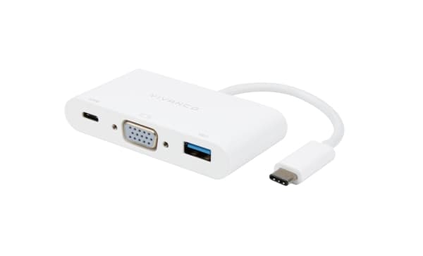 Vivanco CC UC UACVGA, Langallinen, USB 3.2 Gen 1 (3.1 Gen 1) Type-C, 60 W, Valkoinen, 5 Gbit/s, 60 Hz