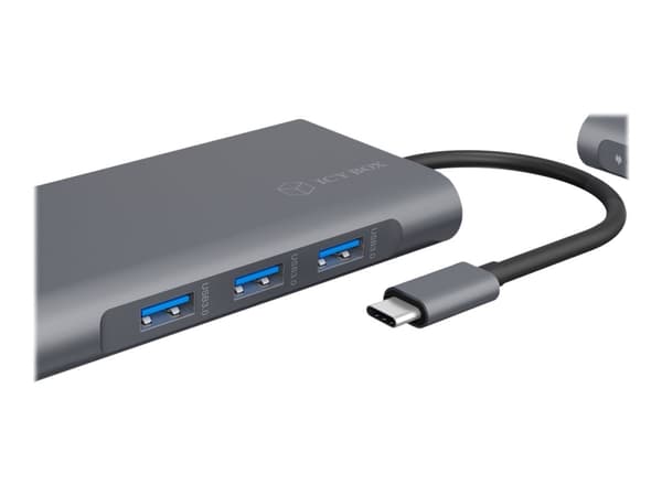 ICY BOX IB-DK4040-CPD - Telakointiasema - USB-C - VGA, HDMI, HDMI