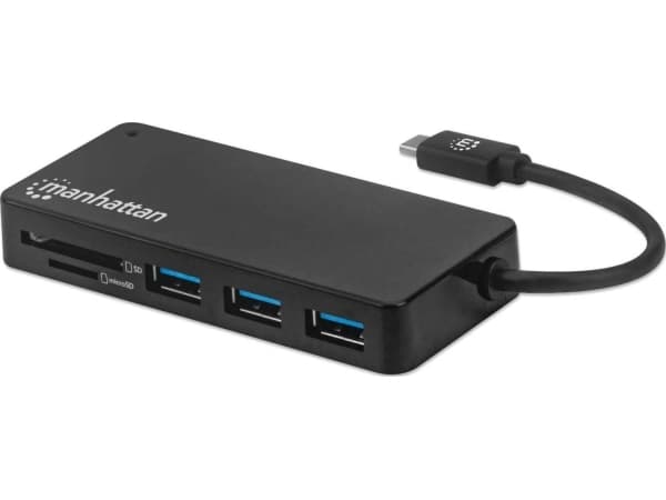 Manhattan 164948 gränssnittshubbar USB 2.0 Type-C 5000 Mbit/s Svart