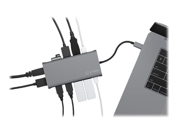 RaidSonic ICY BOX IB-DK4050-CPD - Telakointiasema - USB-C - HDMI, DP - GigE
