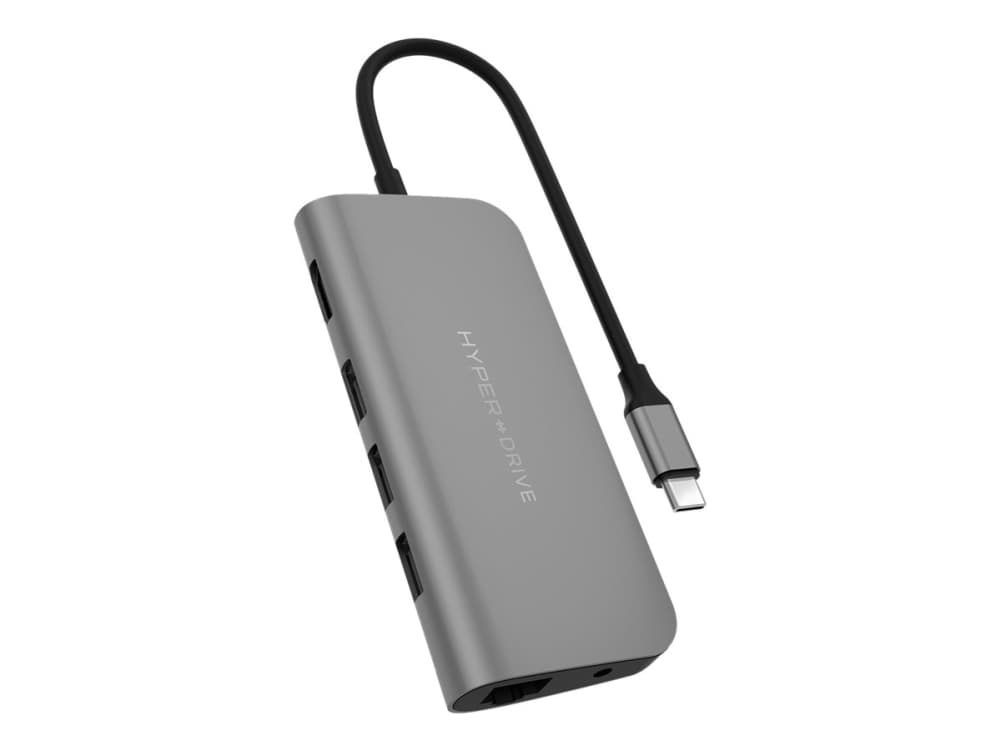 Sanho HyperDrive POWER 9-in-1 - Dokkingstasjon - USB-C - HDMI - GigE