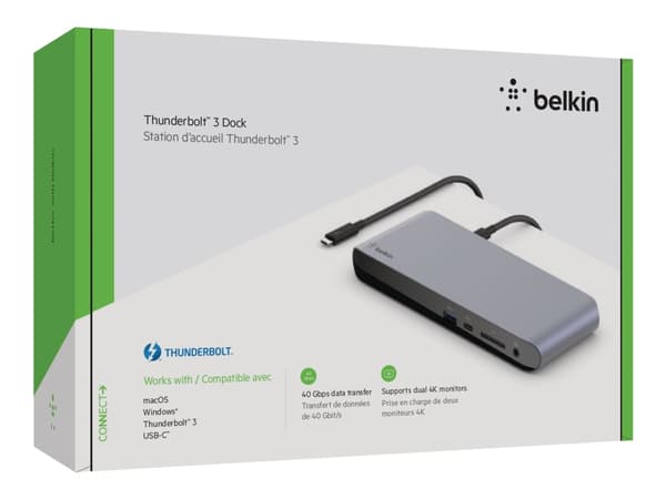 Belkin Thunderbolt 3 Dock Pro - Dockningsstation - USB-C / Thunderbolt 3 - DP - 1GbE - 170 Watt
