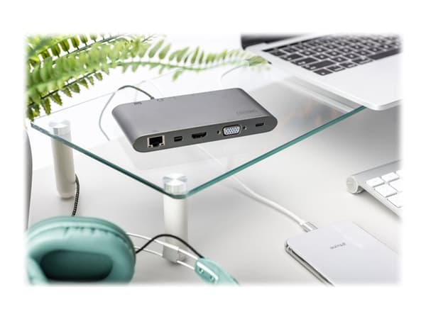 DIGITUS DA-70875 - Telakointiasema - USB-C - VGA, HDMI, Mini DP - GigE