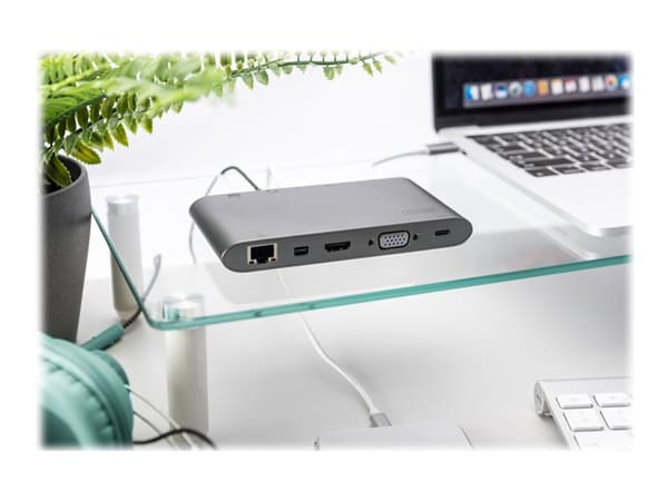 DIGITUS DA-70875 - Telakointiasema - USB-C - VGA, HDMI, Mini DP - GigE