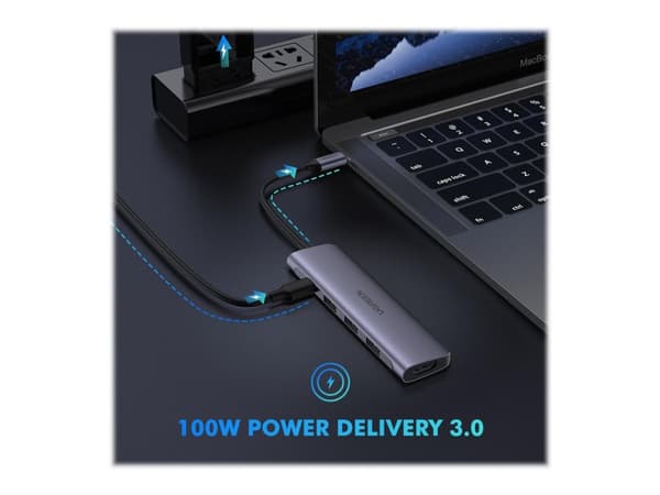 Ugreen 50209, USB 3.2 Gen 1 (3.1 Gen 1) Type-C, 60 W, Musta, Harmaa, 1 kpl