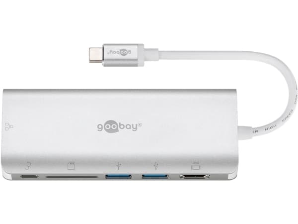 Goobay 76788, USB Type-C, 10,100,1000 Mbit/s, Silver, SD, 4K Ultra HD, 30 hz