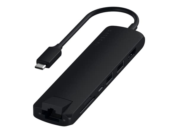 Satechi USB-C Slim Multi-Port with Ethernet Adapter - Telakointiasema - USB-C - HDMI - GigE