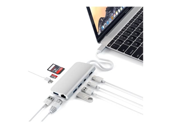 Satechi Alumiininen Type-C multimediasovitin - telakointiasema - USB-C - Mini DP - GigE