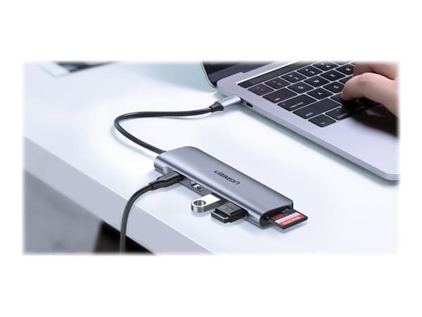 Ugreen 6-in-1 USB C PD, USB 3.2 Gen 1 (3.1 Gen 1) Type-C, 100 W, Hopea, SD, SDHC, 4K Ultra HD, HDMI, USB 3.2 Gen 1 (3.1 Gen 1) Type-A, USB Type-C