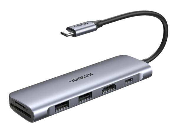 Ugreen 6-in-1 USB C PD, USB 3.2 Gen 1 (3.1 Gen 1) Type-C, 100 W, Hopea, SD, SDHC, 4K Ultra HD, HDMI, USB 3.2 Gen 1 (3.1 Gen 1) Type-A, USB Type-C