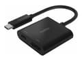 Miniatyrbild 4 av 5: Belkin USB-C to HDMI + Charge Adapter - Videokort - 24 pin USB-C hane till HDMI, USB-C (enbart ström) hona - svart - stöd för 4K, USB Power Delivery
