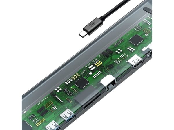 Baseus CATSXG0G, USB 3.2 Gen 1 (3.1 Gen 1) Type-C, 10,100,1000 Mbit/s, Silver, MicroSD (TransFlash), SD, 3,5mm, HDMI, RJ-45, USB 3.2 Gen 1 (3.1 Gen 1