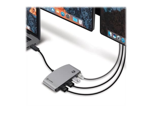ALOGIC TB3D2DPBL-SGR, Thunderbolt 3, DisplayPort, RJ-45, USB 3.2 Gen 1 (3.1 Gen 1), Musta, Harmaa, Windows 10, Mac OS X 10.12 Sierra, Mac OS X 10.13