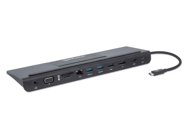 Manhattan 153478, Ledningsført, USB 3.2 Gen 1 (3.1 Gen 1) Type-C, 100 W, 10,100,1000 Mbit/s, Sort, MMC, MMC Mobile, SD, SDHC, SDXC