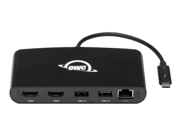 OWC Thunderbolt 3 mini Dock, Langallinen, Thunderbolt 3, 1000 Mbit/s, Musta, 40 Gbit/s, Alumiini