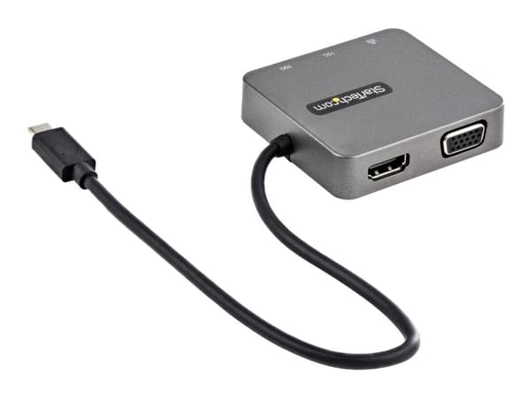 StarTech.com DKT31CHVL, Langallinen, USB 3.2 Gen 2 (3.1 Gen 2) Type-C, 10,100,1000 Mbit/s, Musta, Hopea, 10 Gbit/s, 3840 x 2160 pikseliä