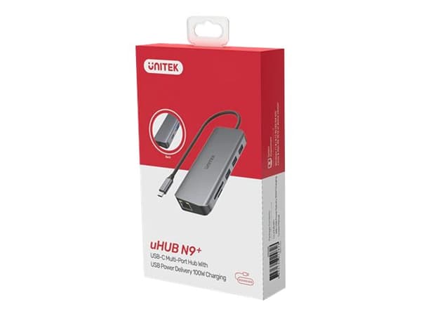 Unitek uHUB N9+ - Telakointiasema - USB-C - VGA, HDMI - GigE